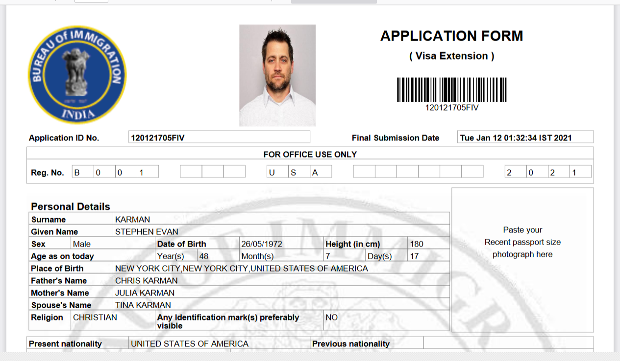 Application form